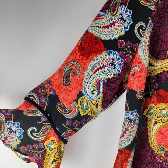 NY Collection Woman Size 3X Paisley Colorful 3/4 Sleeve Tunic Blouse - Picture 6 of 10